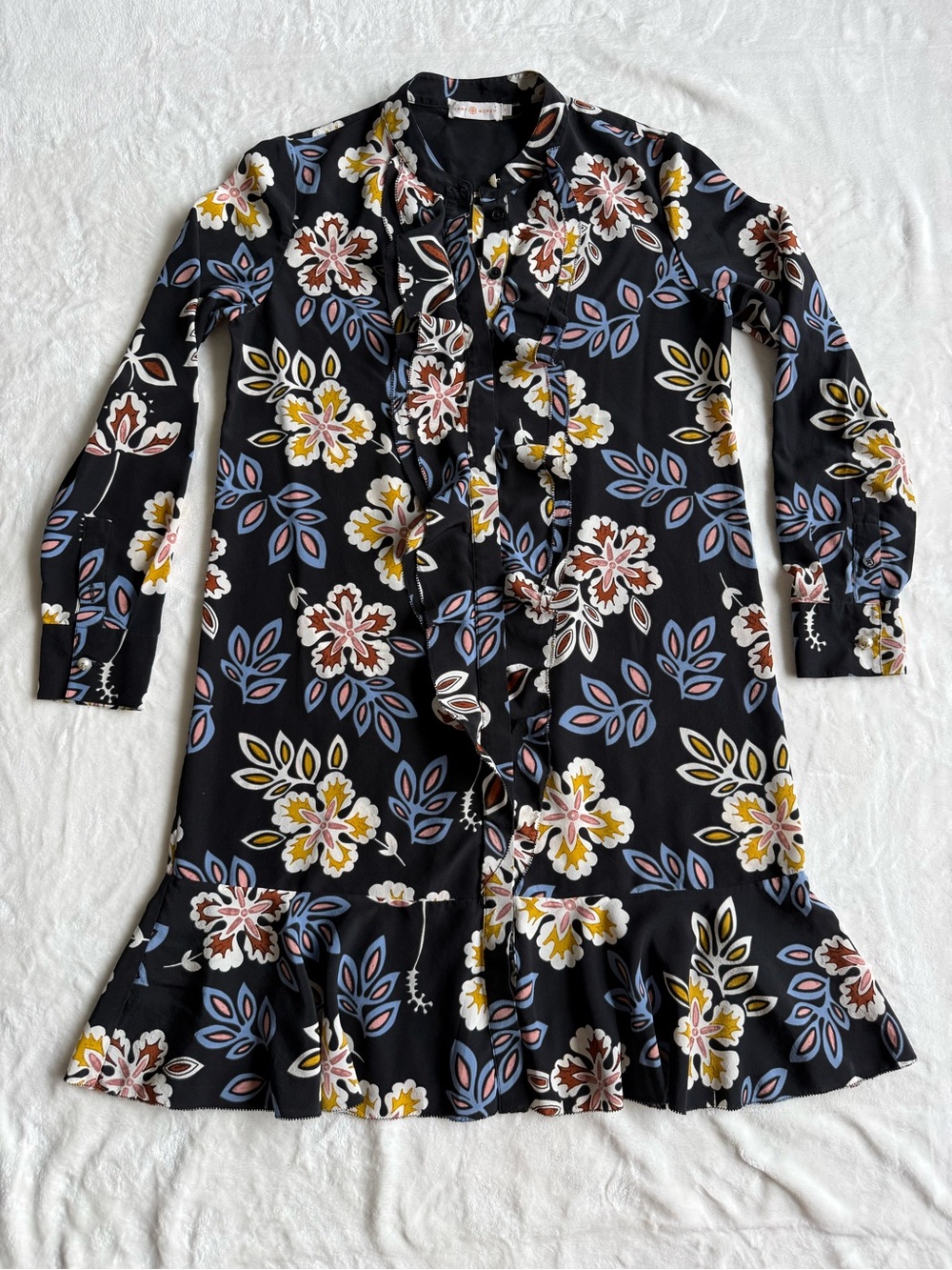 Tory Burch Jane Floral Silk Long Sleeve Dress - Picture 7 of 16